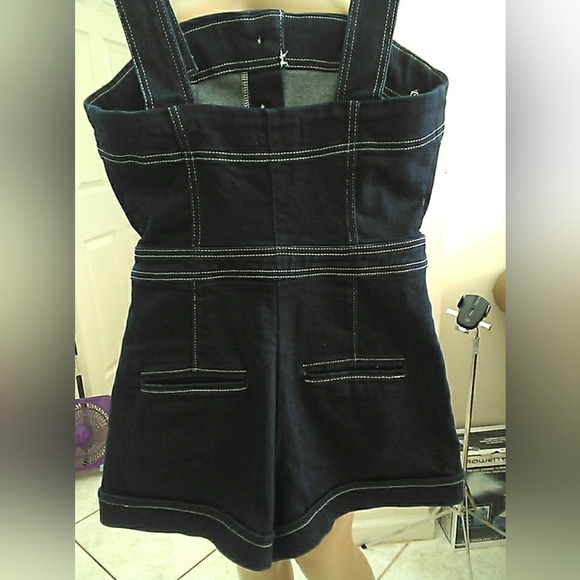 LK. NEW ANTHROPOLOGIE MAUVE ๐ ๐BLUE Denim Women's Overall Shorts SZ. 6 OMG! - Picture 4 of 12